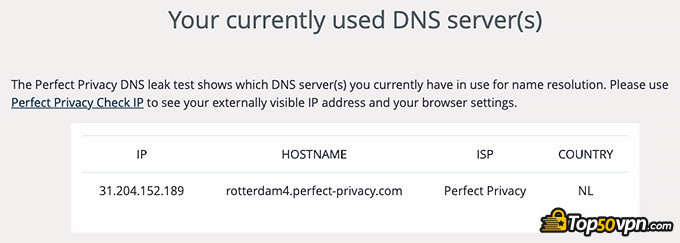 Ulasan Perfect Privacy: Uji coba kebocoran DNS.