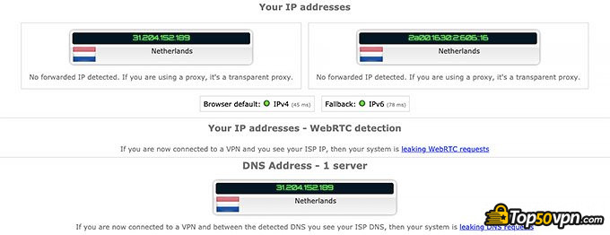 Ulasan Perfect Privacy: Uji coba kebocoran IP.